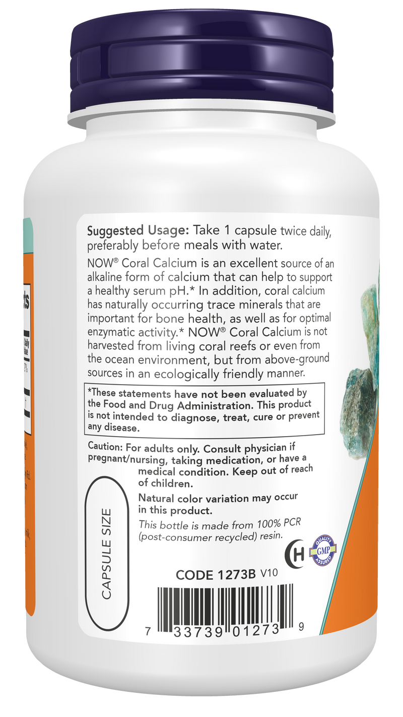 Cálcio de coral 1000 mg NOW Foods – 100 cápsulas – imagem 3