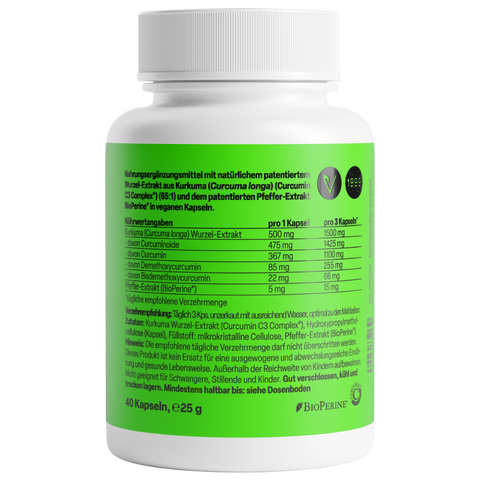 Curcumina Triplex 500mg 40 cápsulas Zeinpharma – verso