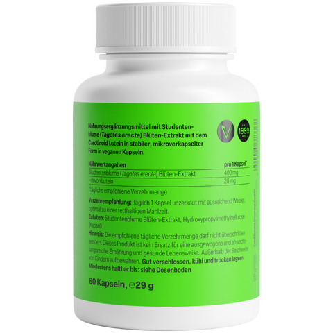 Luteína 20mg 60 Cápsulas Zeinpharma – verso da embalagem
