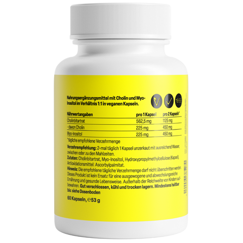 Colina + Inositol 450mg 60 Cápsulas Zeinpharma – verso da embalagem