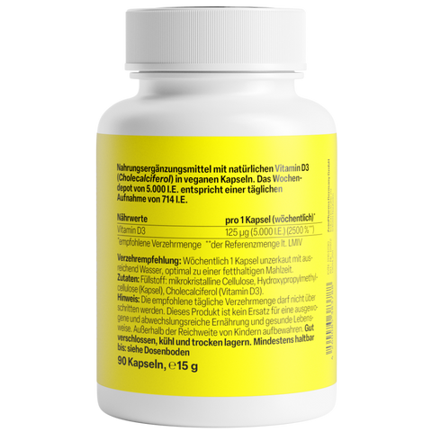 Vitamina D3 5000 U.I. 90 Cápsulas Zeinpharma – verso da embalagem