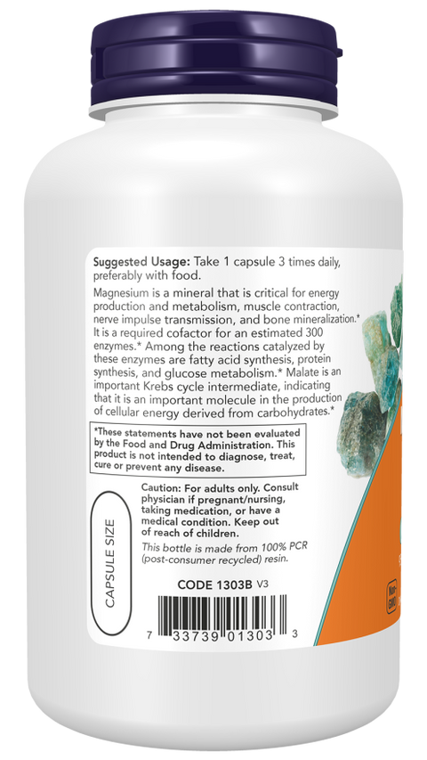 Malato de magnésio NOW Foods – cápsulas vegetais veganas – imagem 3