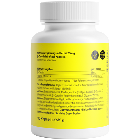 Betacaroteno 15mg 90 Cápsulas Zeinpharma – verso da embalagem