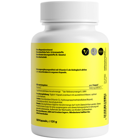 Vitamina C 1000mg 120 Cápsulas Zeinpharma – verso da embalagem