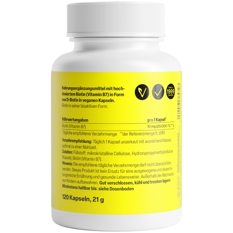 Biotina 10mg 120 Cápsulas Zeinpharma – verso da embalagem