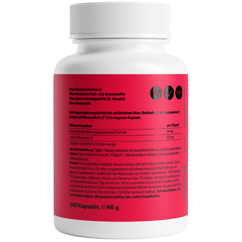 Arroz Vermelho Monacolina K 2,5mg 240 Cápsulas Zeinpharma – verso da embalagem