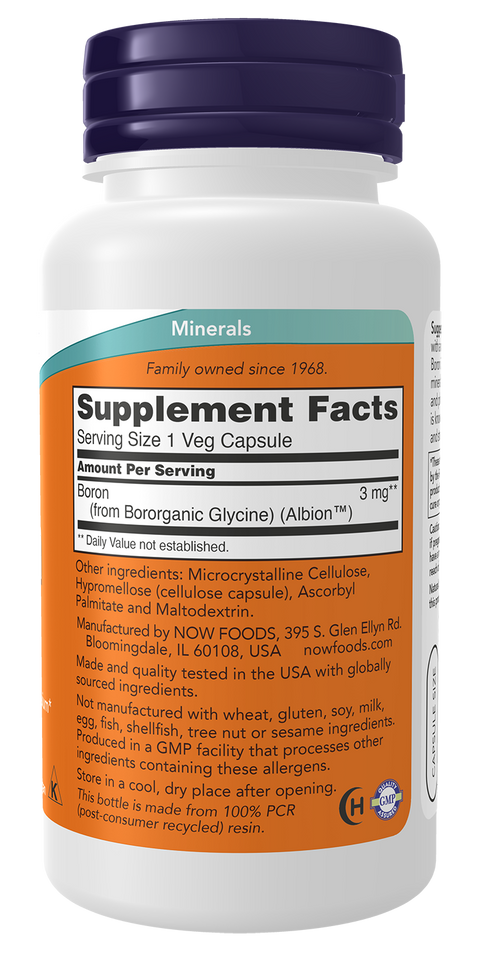 Boro 3 mg NOW Foods – 100 cápsulas vegetais – imagem 2