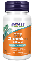 Crómio GTF 200 mcg NOW Foods – 100 comprimidos