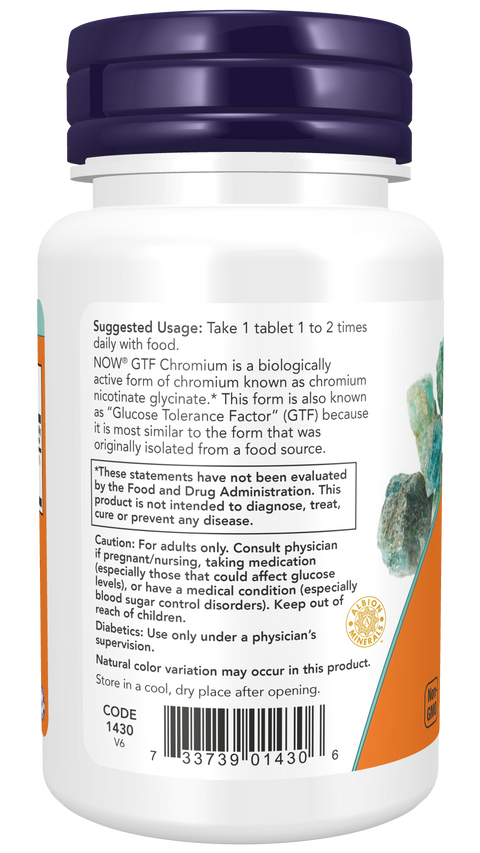 Crómio GTF 200 mcg NOW Foods – 100 comprimidos – imagem 3