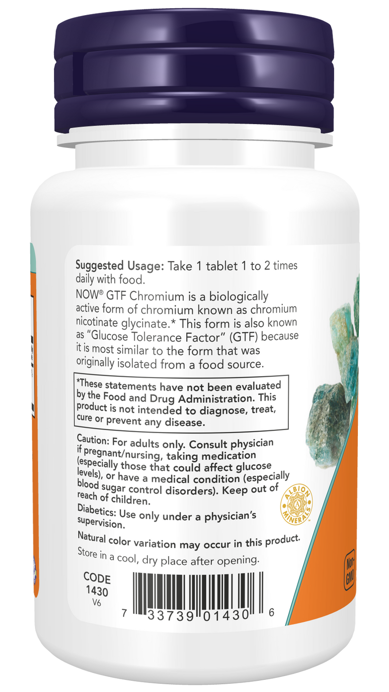 Crómio GTF 200 mcg NOW Foods – 100 comprimidos – imagem 3