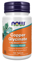Glicinato de cobre NOW Foods – 120 comprimidos