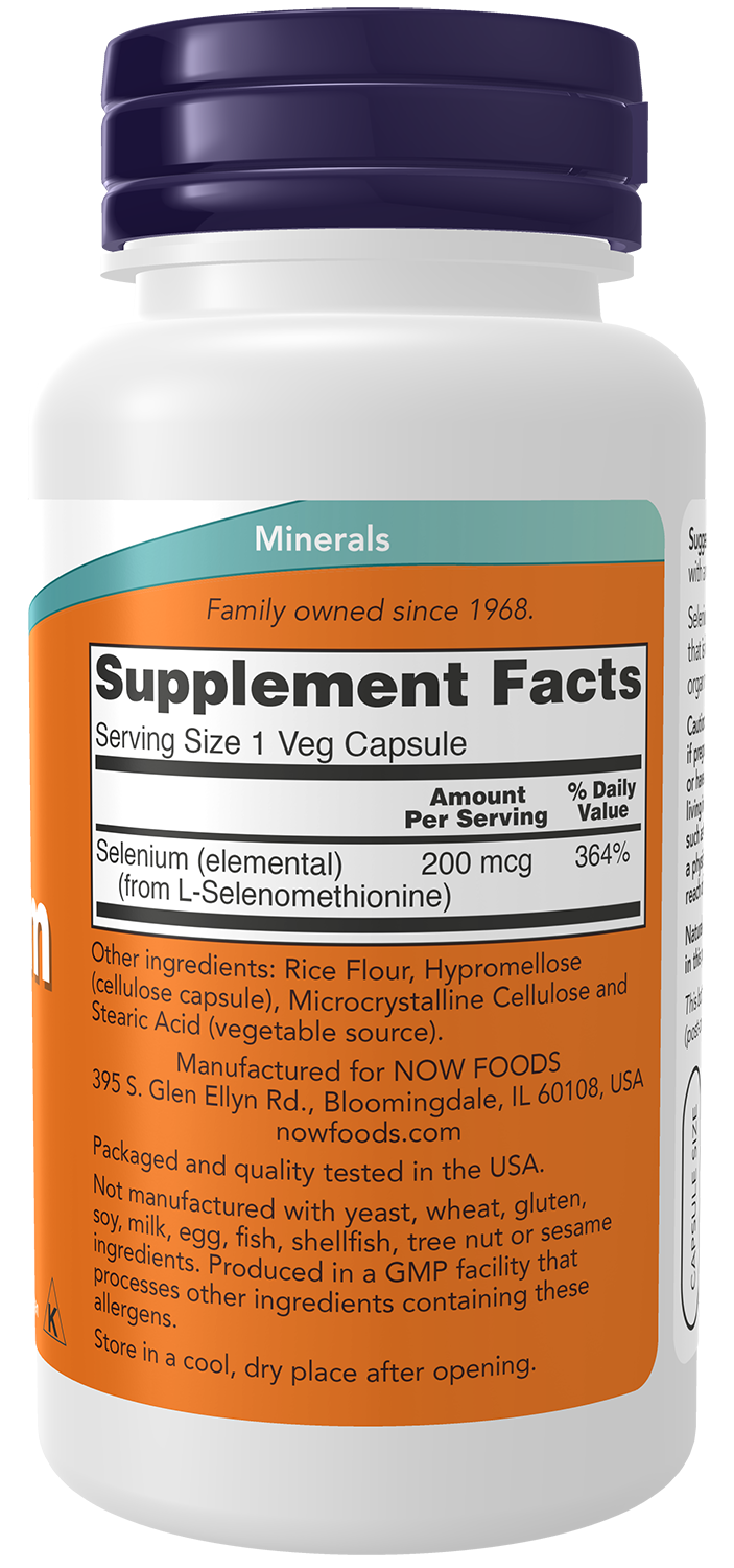 Selénio 200 mcg NOW Foods – 90 cápsulas vegetais – imagem 2