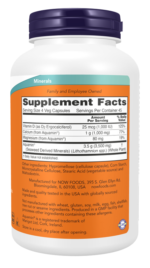 Cálcio de algas marinhas Red Mineral Algae NOW Foods – 180 cápsulas vegetais – imagem 2