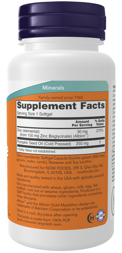 Zinco Glicinato 30 mg 120 Caps Now NOW