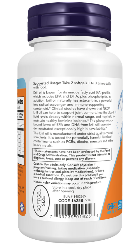 Óleo de krill 500 mg NOW Foods – 60 cápsulas moles – imagem 3
