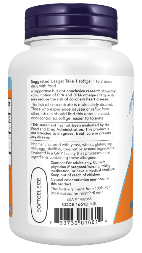 Ultra Omega-3 EPA e DHA NOW Foods – 90 cápsulas moles entéricas – imagem 3