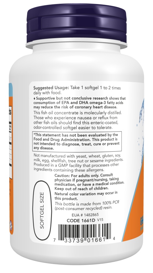 Ultra Omega-3 EPA e DHA NOW Foods – 90 cápsulas moles entéricas – imagem 3