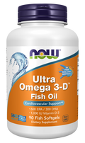Ómega 3 com vitamina D3 Ultra Omega 3-D NOW Foods – 90 cápsulas moles