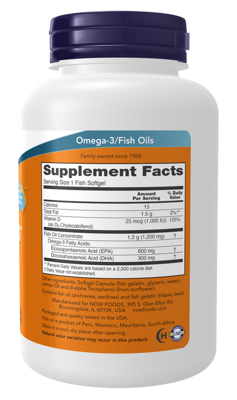 Ómega 3 com vitamina D3 Ultra Omega 3-D NOW Foods – 90 cápsulas moles – imagem 2