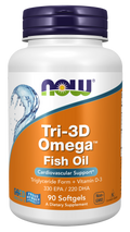 Ómega 3 em triglicéridos com vitamina D3 Tri-3D Omega NOW Foods – 90 cápsulas moles