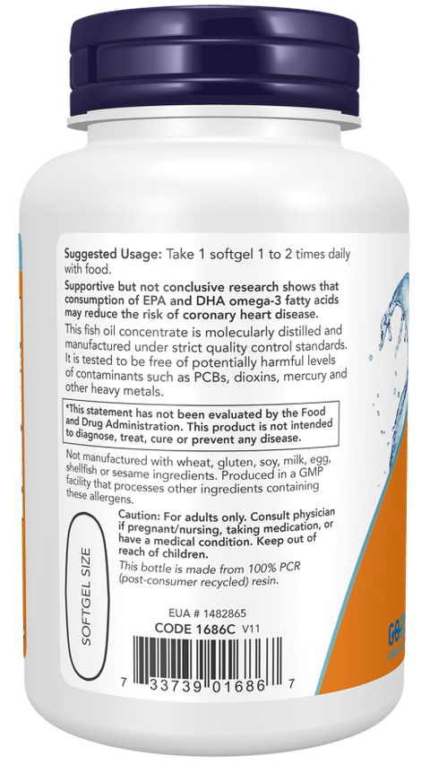Ómega 3 em triglicéridos com vitamina D3 Tri-3D Omega NOW Foods – 90 cápsulas moles – imagem 3