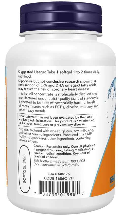 Ómega 3 em triglicéridos com vitamina D3 Tri-3D Omega NOW Foods – 90 cápsulas moles – imagem 3