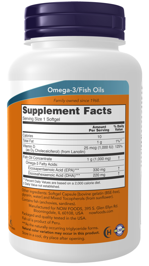 Ómega 3 em triglicéridos com vitamina D3 Tri-3D Omega NOW Foods – 90 cápsulas moles – imagem 2