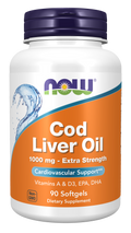 Óleo de fígado de bacalhau Extra Strength 1000 mg NOW Foods – 90 cápsulas moles