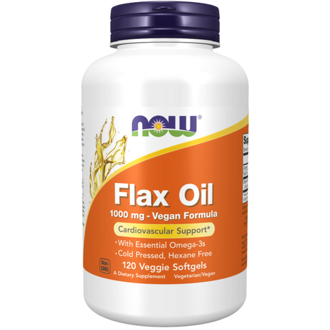 Óleo de linhaça vegan NOW Foods – 120 cápsulas moles vegetais de 1000 mg