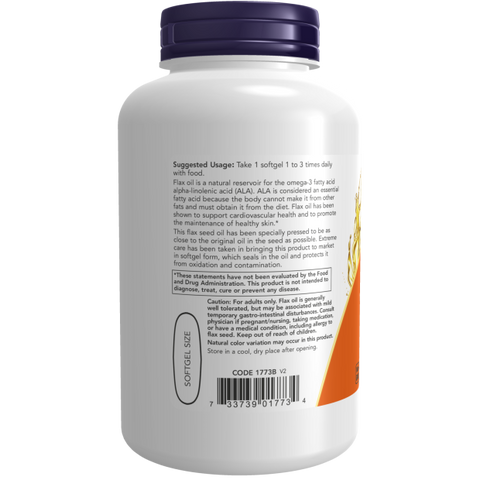 Óleo de linhaça vegan NOW Foods – 120 cápsulas moles vegetais de 1000 mg – imagem 3