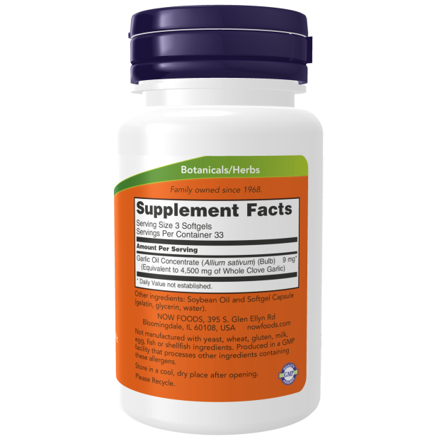 Óleo de alho 1500 mg NOW Foods – 100 cápsulas moles – imagem 2