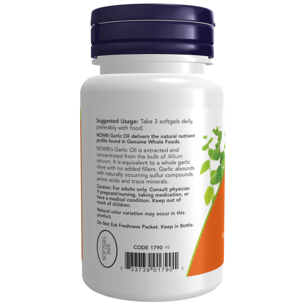 Óleo de alho 1500 mg NOW Foods – 100 cápsulas moles – imagem 3