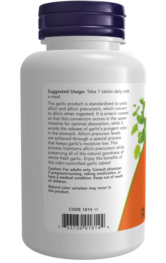Alho com alicina Garlic 5000 NOW Foods – 90 comprimidos – imagem 3
