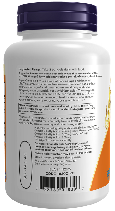 Ómega 3 6 9 com óleo de peixe Super Omega 3-6-9 NOW Foods – 90 cápsulas moles – imagem 3
