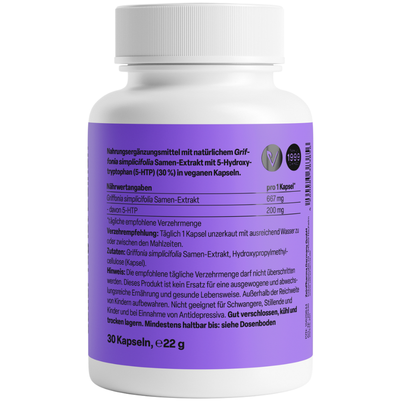 Griffonia 5-HTP 200mg Zeinpharma – verso da embalagem