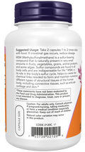 MSM 1000 mg NOW Foods – 120 cápsulas vegetais – imagem 3