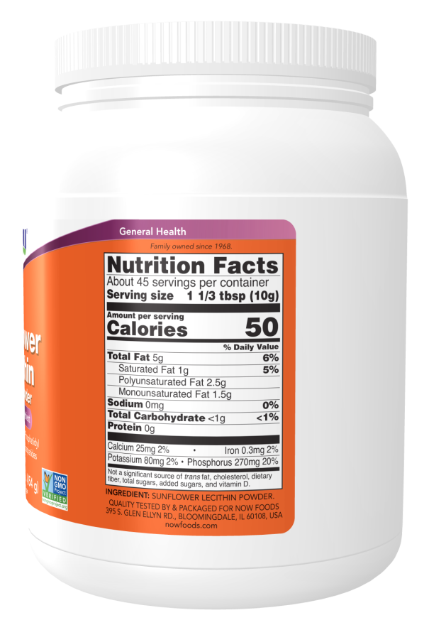 Lecitina de girassol em pó NOW Foods – 454 g – imagem 2