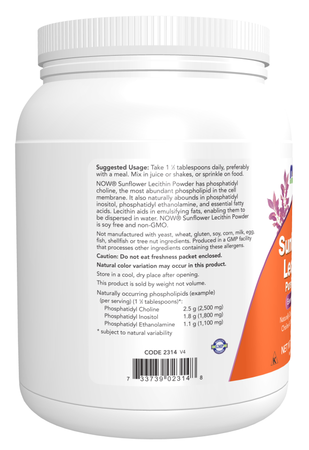 Lecitina de girassol em pó NOW Foods – 454 g – imagem 3