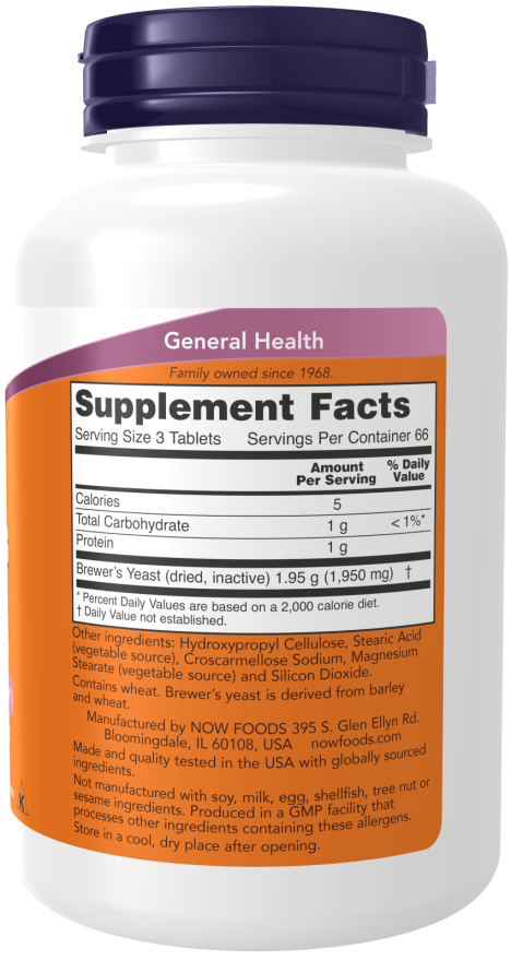 Levedura de cerveja 650 mg NOW Foods – 200 comprimidos – imagem 2