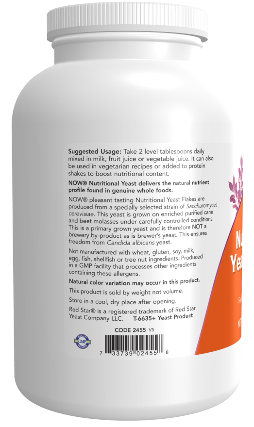 Levedura nutricional em flocos NOW Foods – 284 g – imagem 3