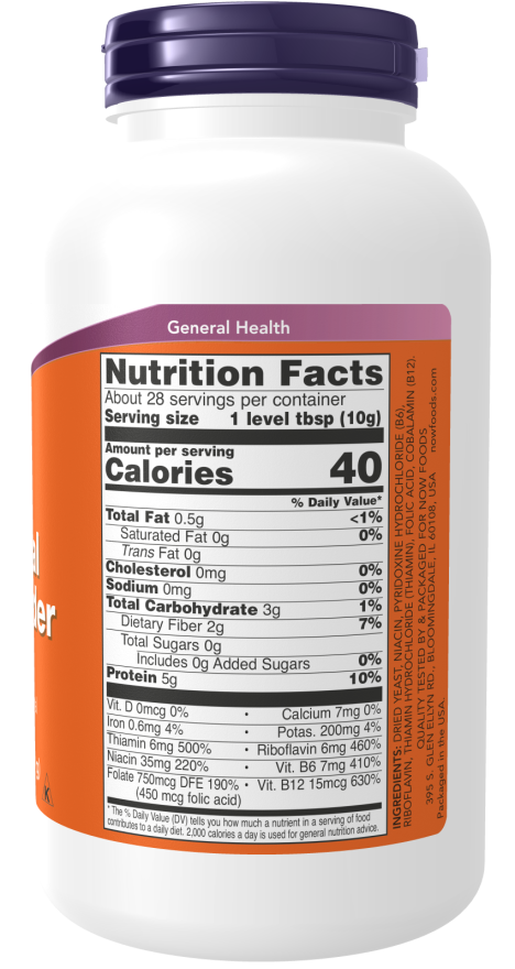 Levedura nutricional em pó NOW Foods – 284 g – imagem 2