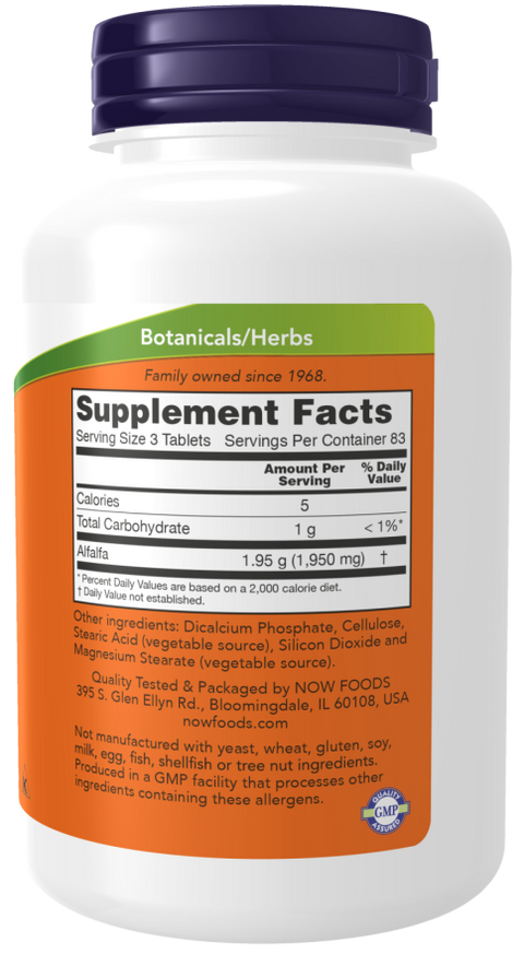 Alfalfa 650 mg NOW Foods – 250 comprimidos – imagem 2