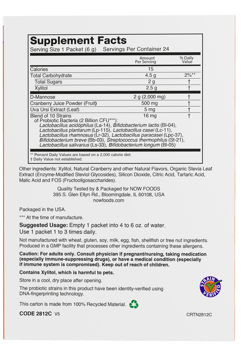 Cranberry com D-manose e probióticos NOW Foods – 24 saquetas – imagem 4