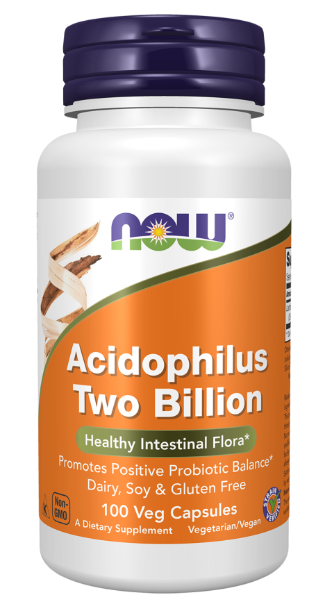 Lactobacillus acidophilus 2 mil milhões UFC NOW Foods – cápsulas vegetais