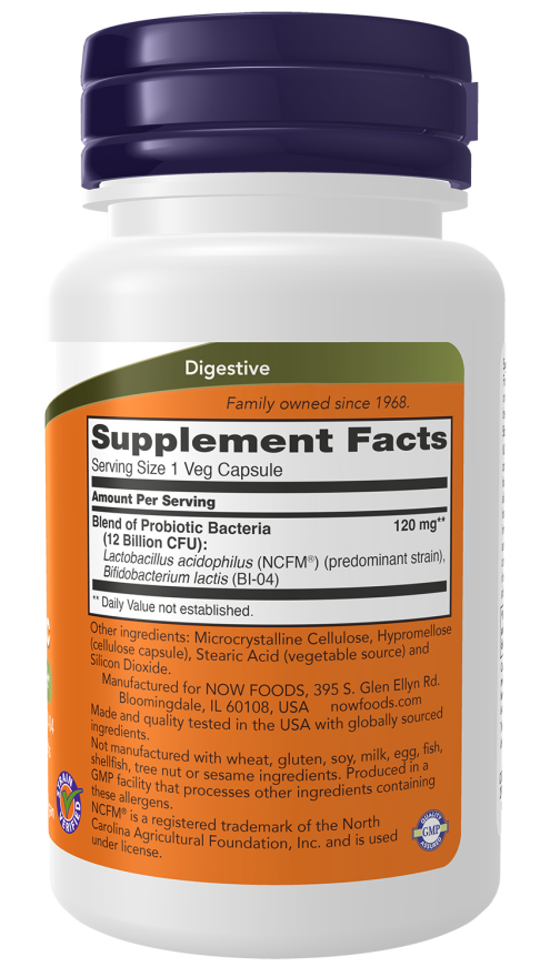Lactobacillus acidophilus Respiratory Care Probiotic NOW Foods – 60 cápsulas vegetais – imagem 2