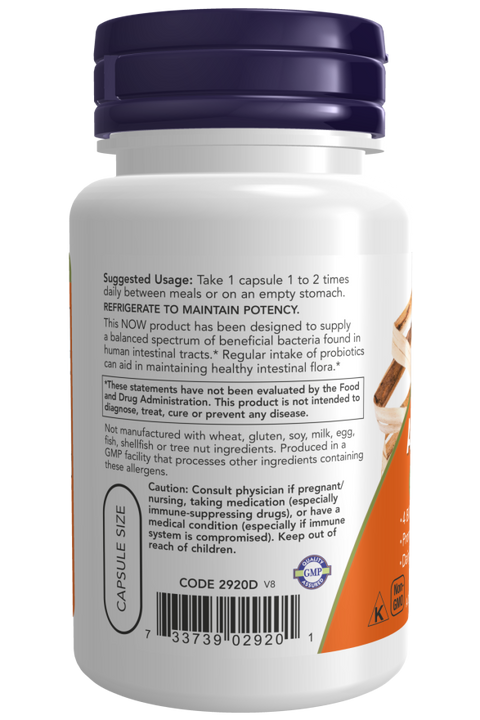 Probióticos Acidophilus 4x6 NOW Foods – 60 cápsulas vegetais – imagem 3