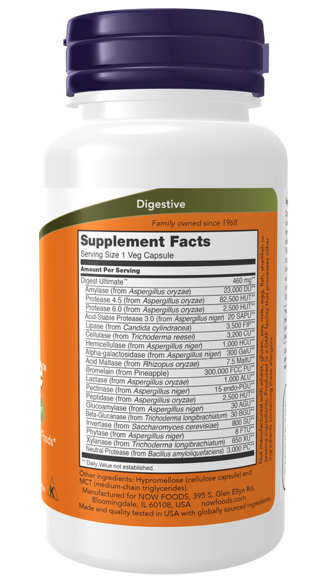 Enzimas digestivas Digest Ultimate NOW Foods – 60 cápsulas vegetais – imagem 2