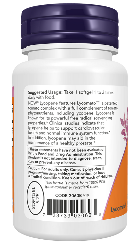 Licopeno 10 mg NOW Foods – 60 cápsulas moles – imagem 3