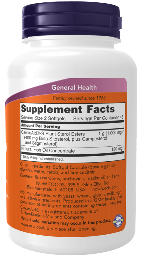 Beta-sitosterol esteróis vegetais NOW Foods – 90 cápsulas moles – imagem 2