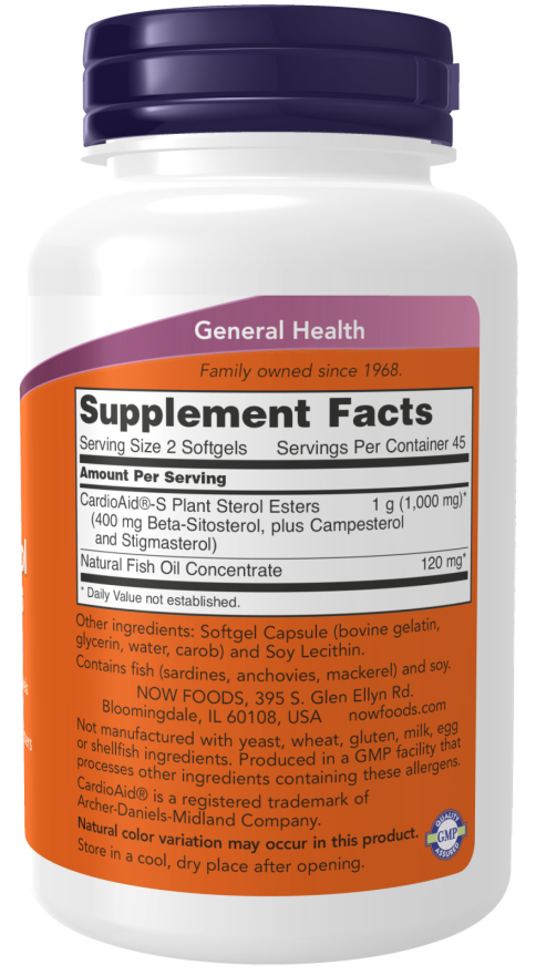 Beta-sitosterol esteróis vegetais NOW Foods – 90 cápsulas moles – imagem 2